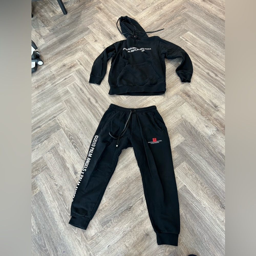 Palm angels hoodie and sweat pants set size large mens authentic